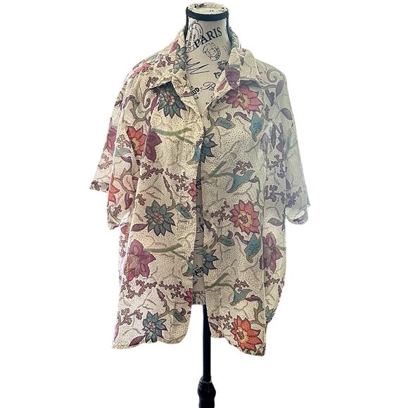 Vintage OSCAR DE LA RENTA Expression Women’s Floral Blouse 100% silk Size 2X - Picture 9 of 9